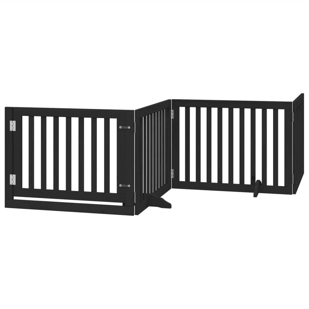Cancelletto di sicurezza per animali domestici porta pieghevole 12 pannelli legno di pioppo nero 02_0023185
