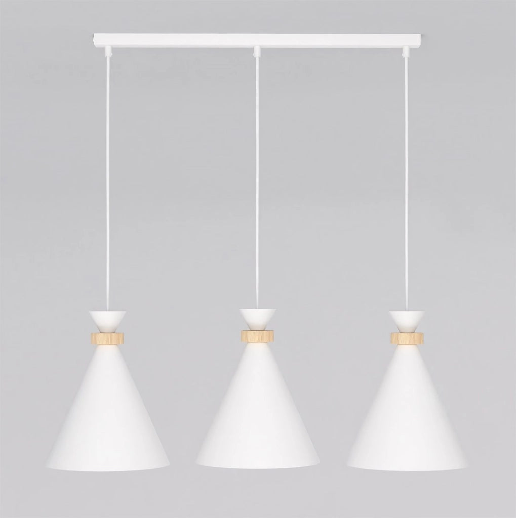 Lampadario ZERO bianco 3xE27 legno Emibig