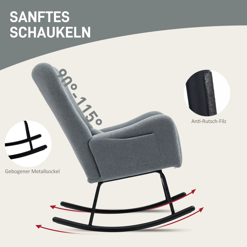 Poltrona Dondolo ¨C Minimal ¨C Grigio Tessuto Imbottito