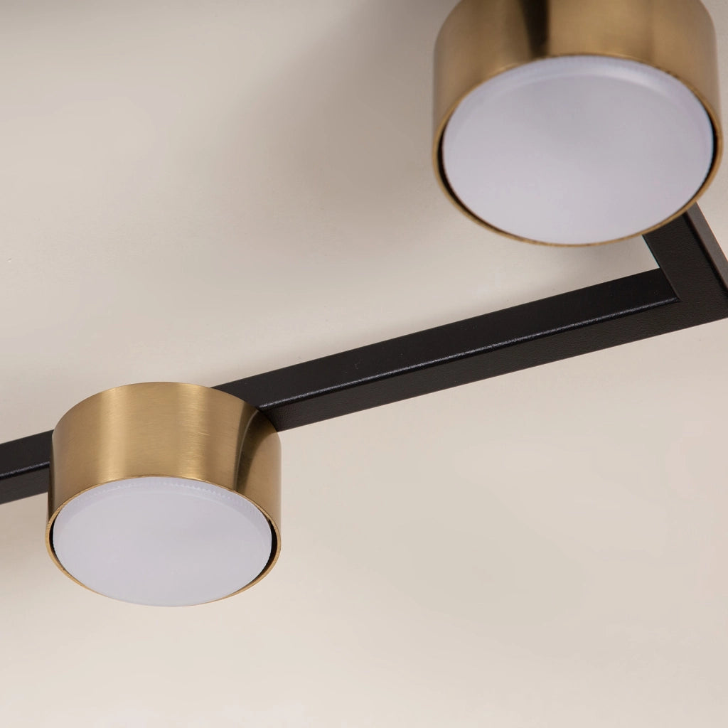 Plafoniera rettangolare nera oro 3 spot GX53 Sigma