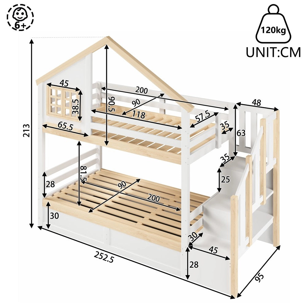 Letto a Soppalco con Contenitore Idraulico ¨C MINIMAL ¨C Bianco, 90x200 cm