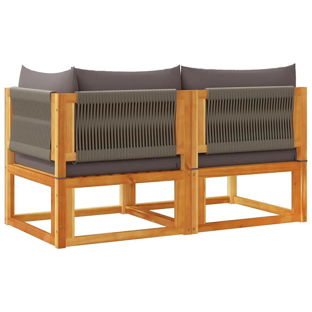 Divano da giardino con cuscini 2 posti in legno di acacia e corda 4008163
