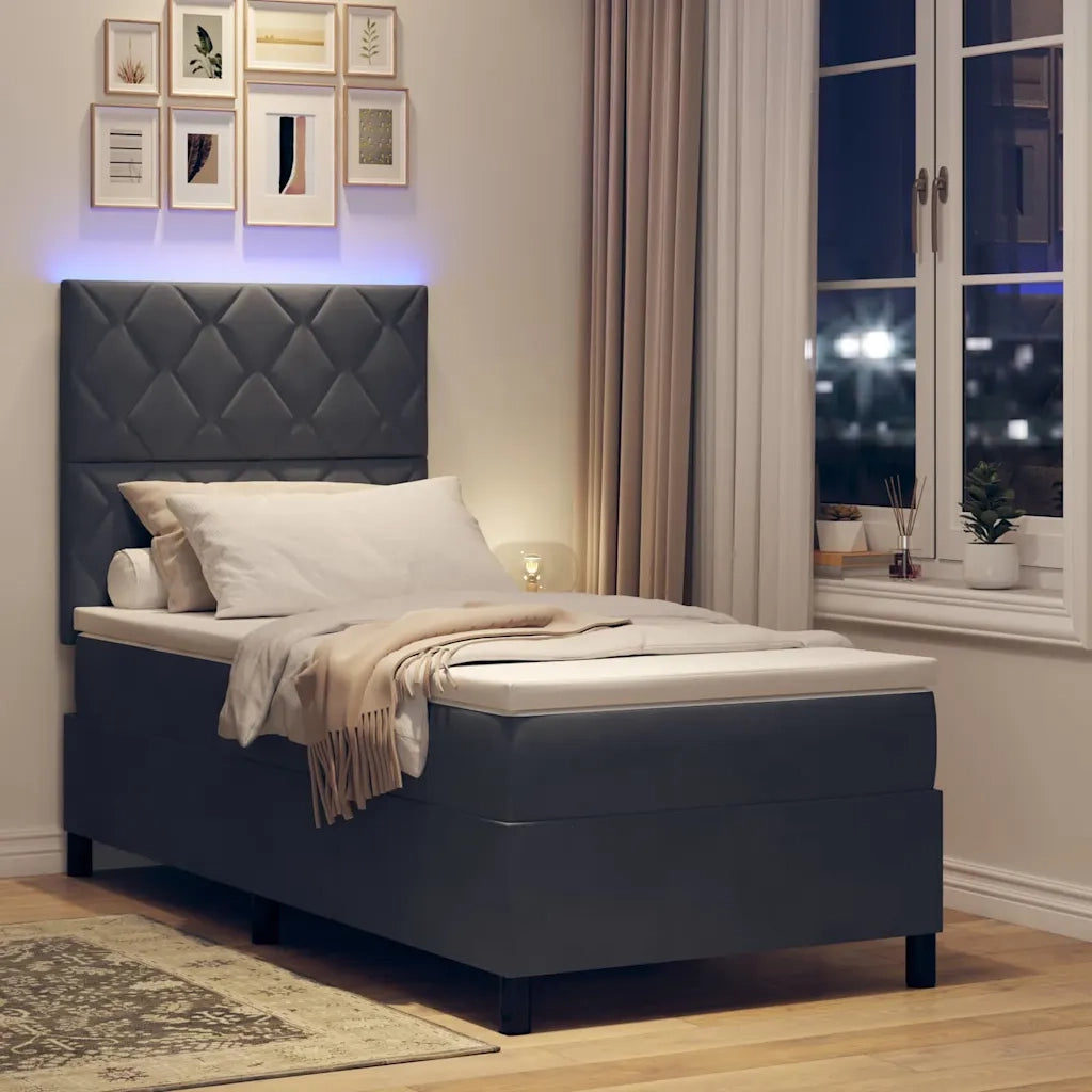 Letto a Sorgente LED Grigio scuro 90 x 190 cm Velluto 3343347