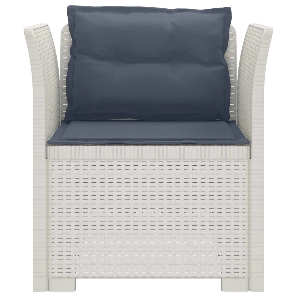Poltrona a 1 Posto con Cuscini Aspetto Rattan PP Bianco 8011879