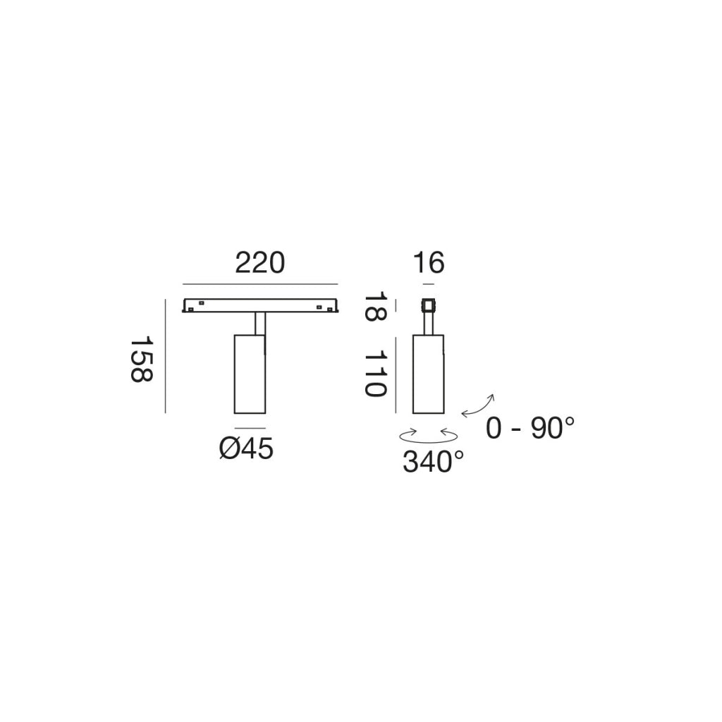 Modulo LED Magnetico 48V 12W 1019Lm 4000K Dimmerabile Push - Struttura Alluminio Orientabile - Gealuce