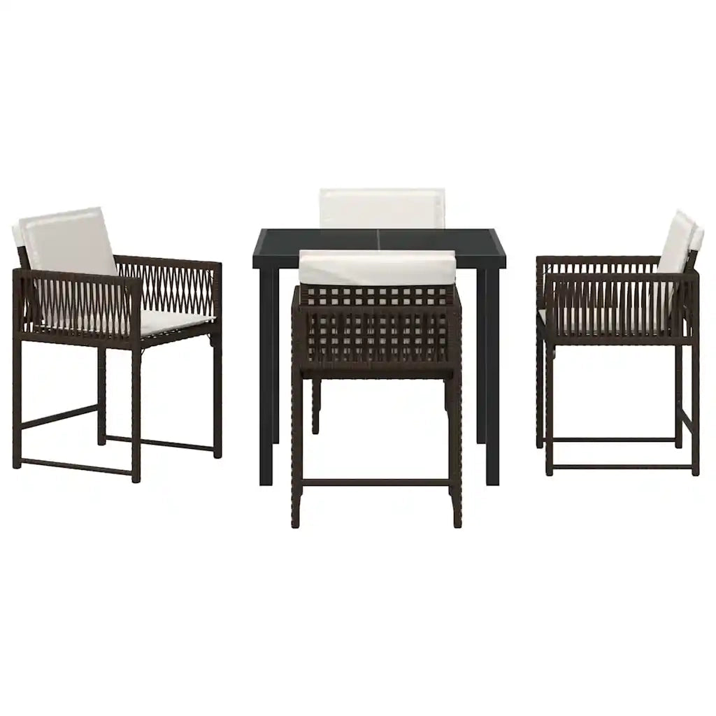 Set da Pranzo per Giardino 5 pcs Marrone polyrattan