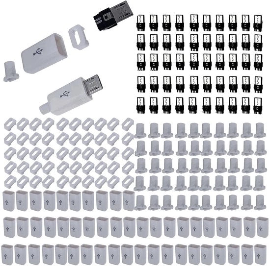 50 pezzi di connettore Micro USB tipo B per saldatura (bianco)
