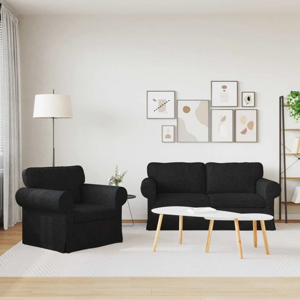 Set di divani 2 pcs Nero 175 x 82 x 80 cm Tessuto 3407532