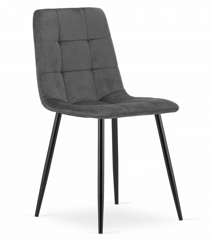 Sedia Valora PYRA in velluto grigio scuro, design moderno x4
