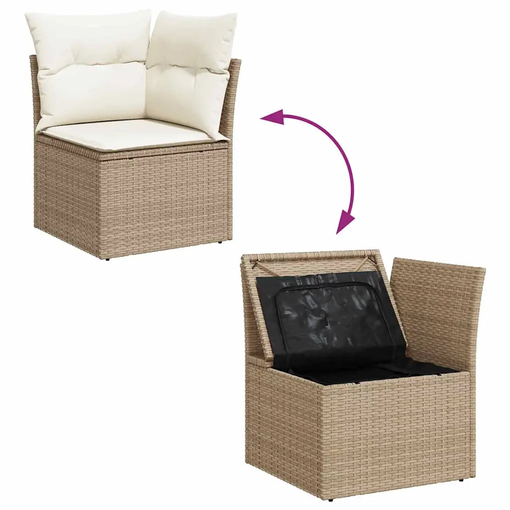 Set Divano da Giardino con cuscino 6 pcs Beige Poly Rattan