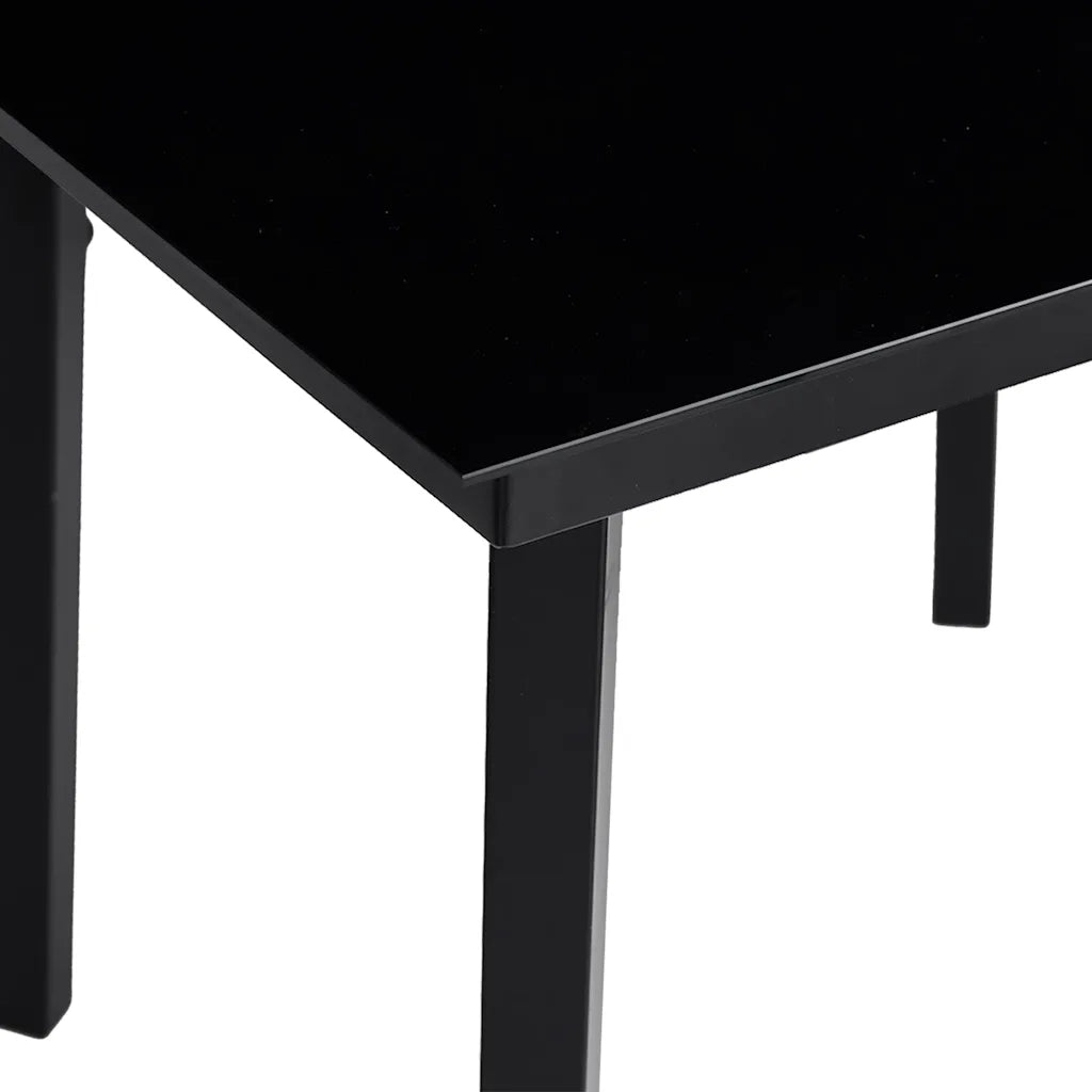 Set Mobili da Pranzo per Giardino 5 pz Nero Polyrattan Vetro 3334584