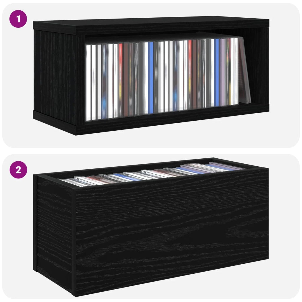 Rack per Stoccaggio CD 4 pz Rovere Nero 40 x 17 x 17 cm 8012711