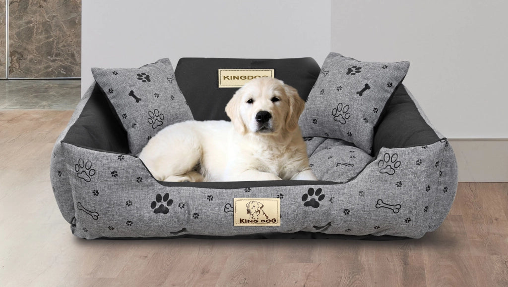 AIO FACTORY 75x65 cm KINGDOG Cuccia per cani impermeabile personalizzabile Ossa nere