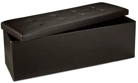Sgabello pieghevole in materiale sintetico pouf contenitore pieghevole 114 cm marrone 13_0002807