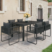 Set da Pranzo da Giardino 7 pz in Rattan PVC Nero 3060103