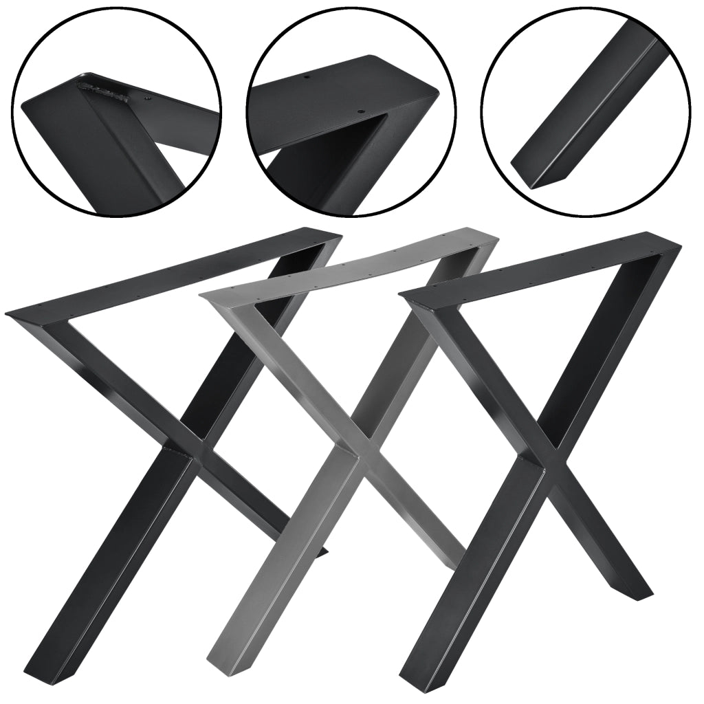 Set di 2 Gambe in Acciaio 'Greith' a Forma di X per Mobili Fai da Te (LxA) 79 x 72 cm - Nero [en.casa]