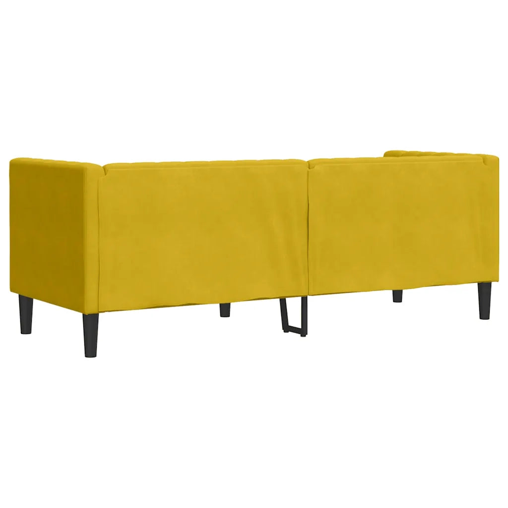 Divano Chesterfield con Rinforzi 3 Posti Giallo in Velluto 372699