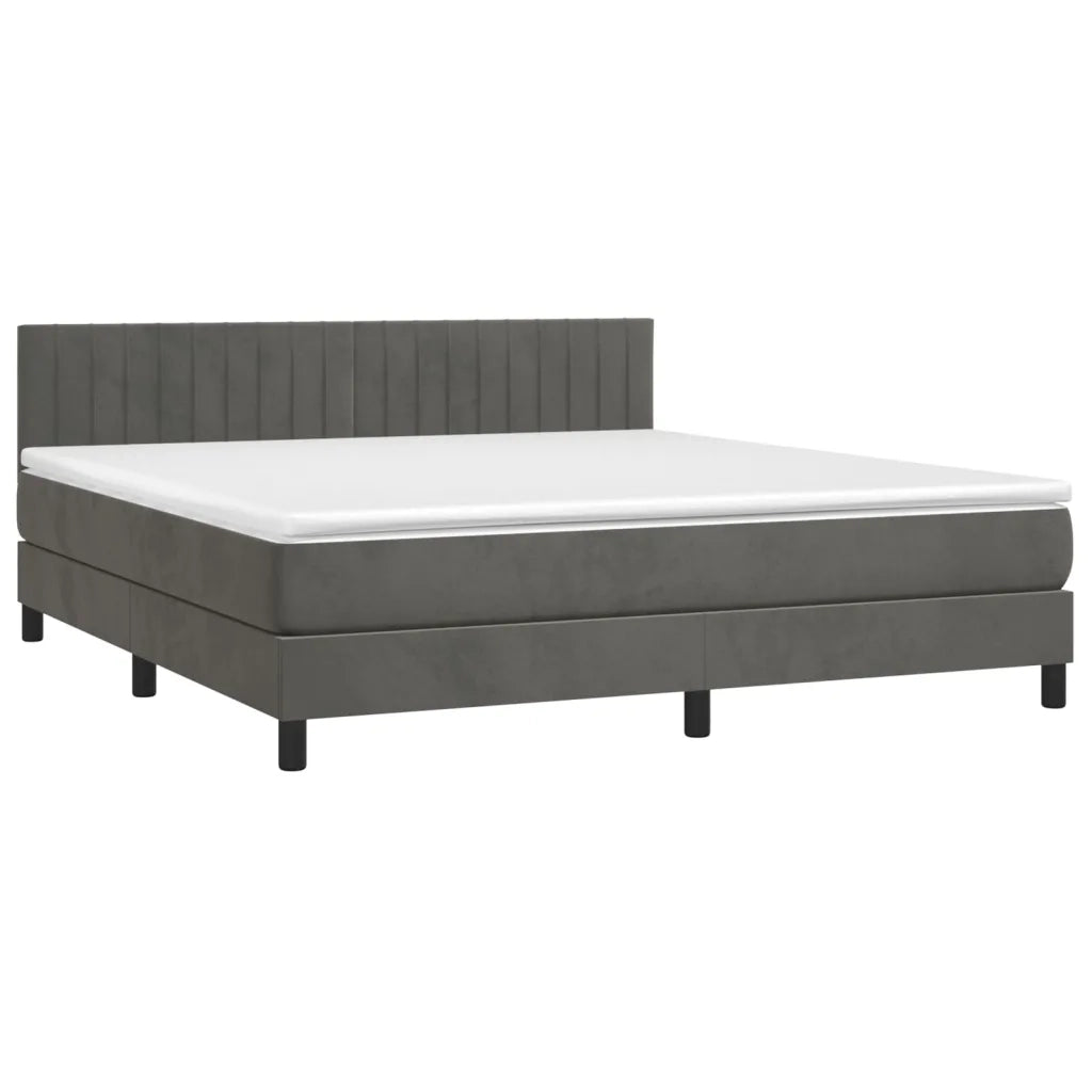 Letto a Molle con Materasso e LED Grigio Scuro 180x200 cm