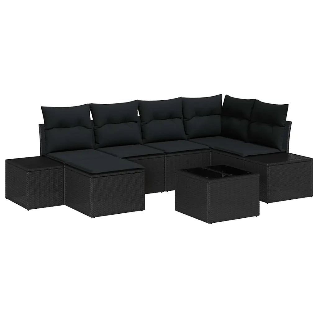 Set Divano da Giardino con cuscino 7 pcs Nero polyrattan 3347143