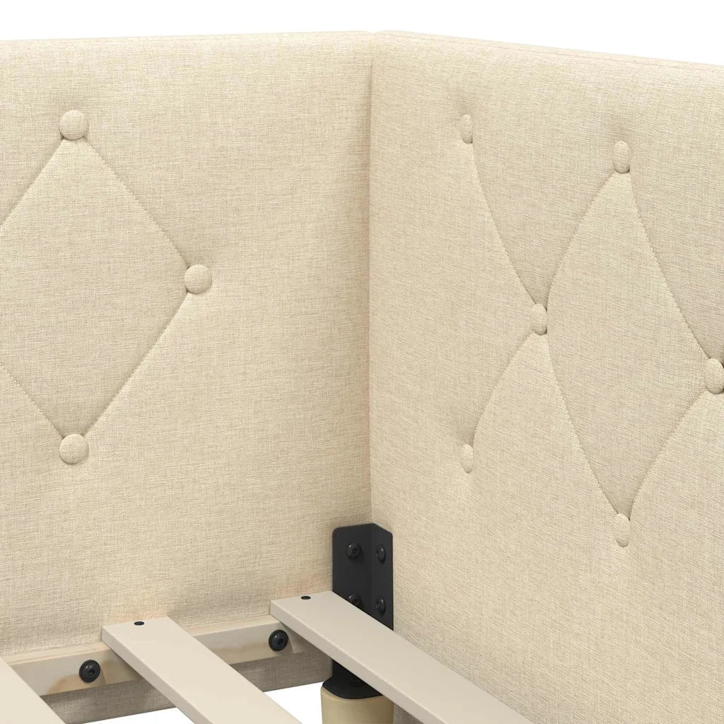 Cornice del letto ad angolo Crema 90 x 200 cm Tessuto 42016501