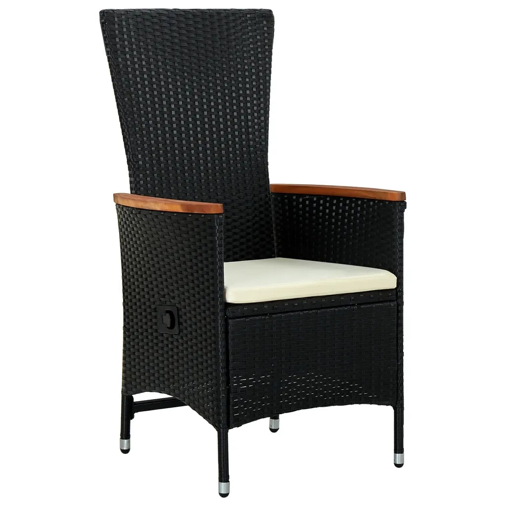 Set da Pranzo da Giardino 3 pz con Cuscini Nero 3099443