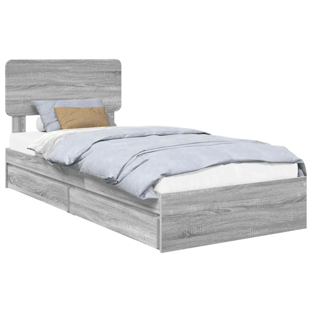 Letto con Contenitore con testiera Grigio Sonoma 100 x 200 cm 3412309