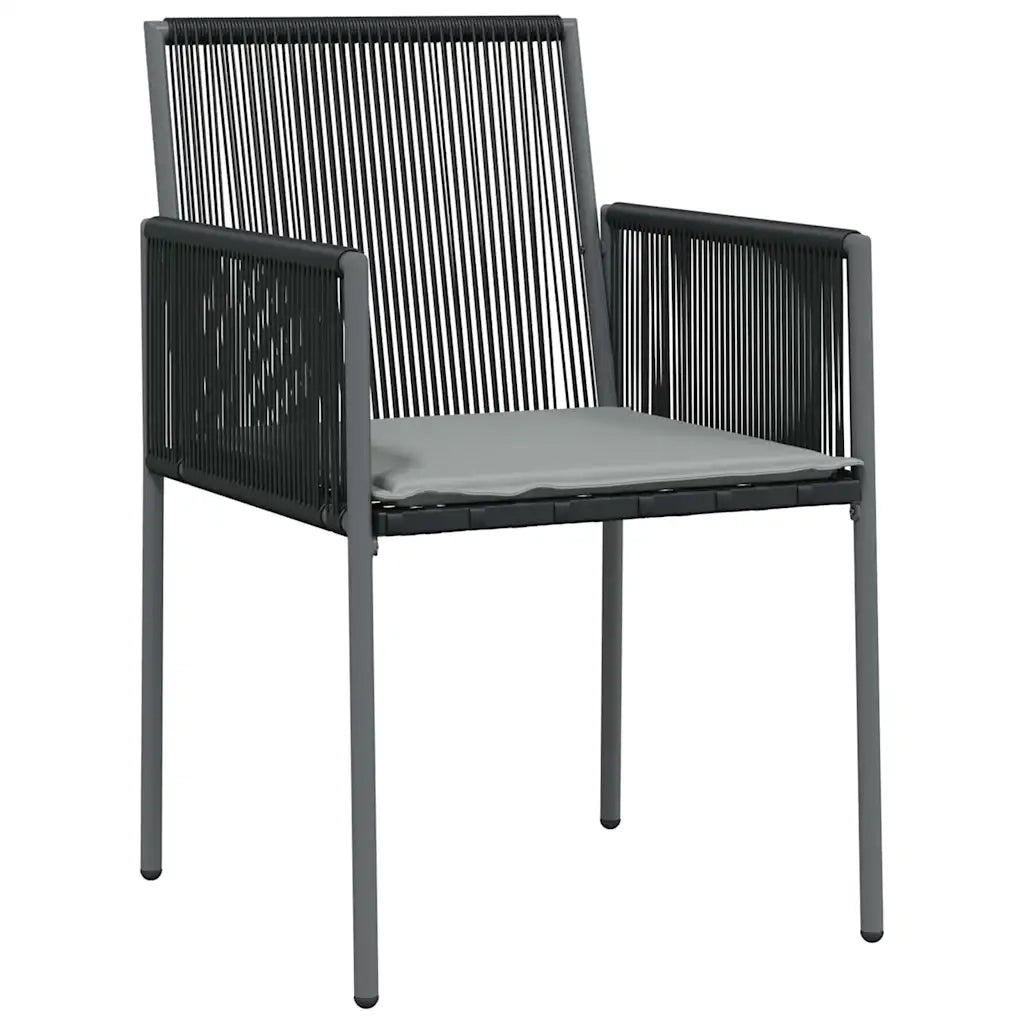 Set da Pranzo per Giardino 5 pcs Nero Rattan in PE
