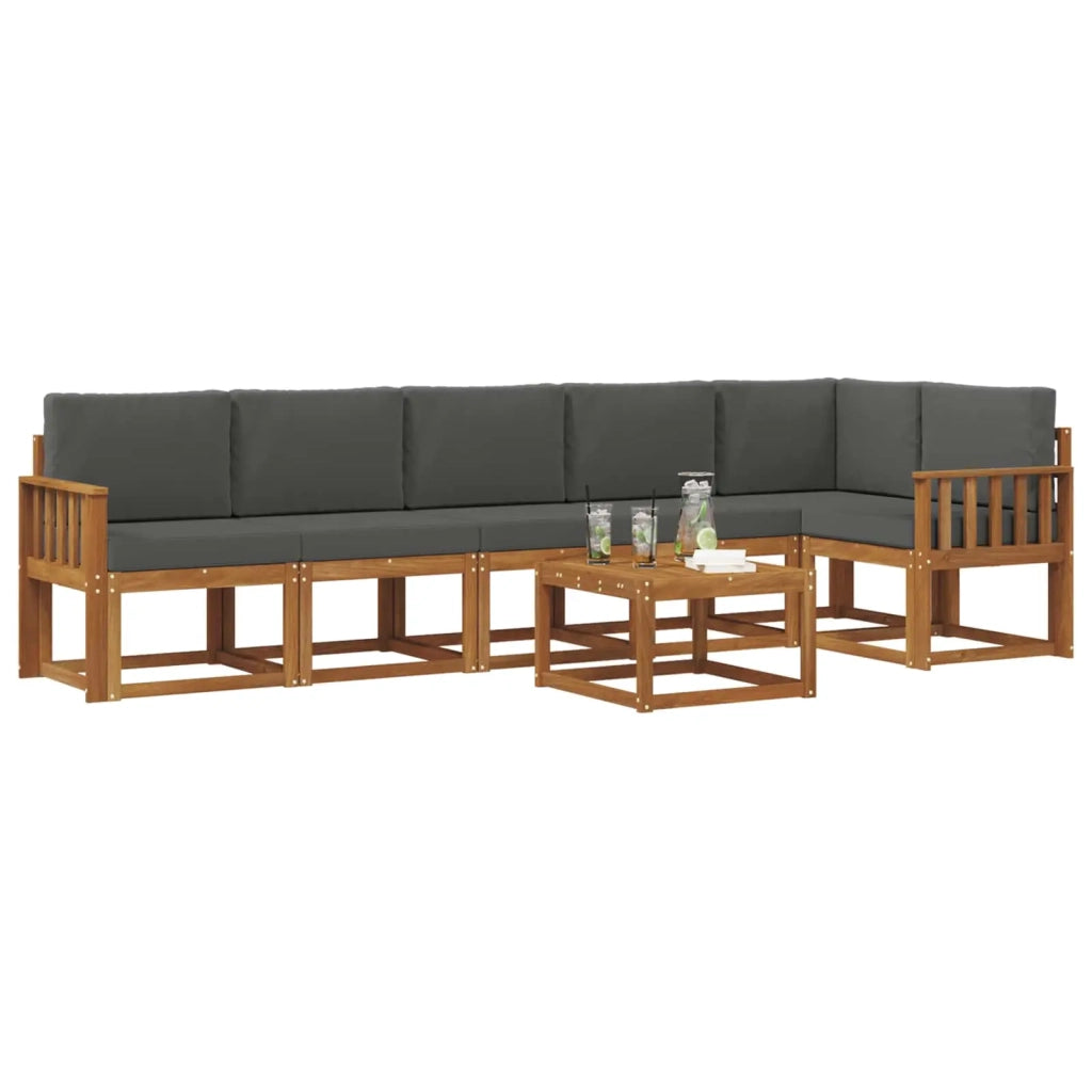 Set di divani da esterno con cuscino 7 pcs Naturale e Antracite 3366495