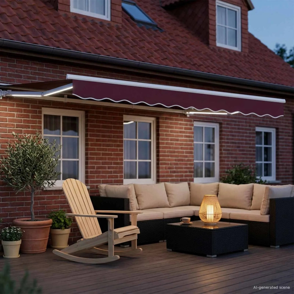 Cornice per Tenda Manuale con LED Borgogna e Bianco 3 x 2,5 m 3420577