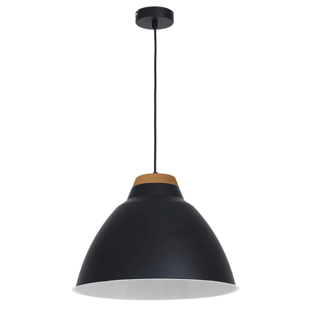 Lampada a sospensione Skal nera legno Ø40 E27 Luminex