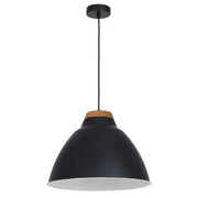 Lampada a sospensione Skal nera legno Ø40 E27 Luminex