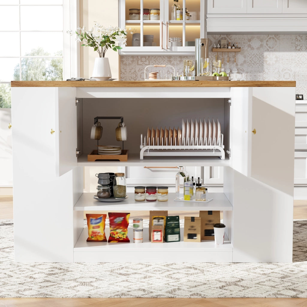 TAVOLO Isola cucina pieghevole 140x70x90 cm MDF bianco