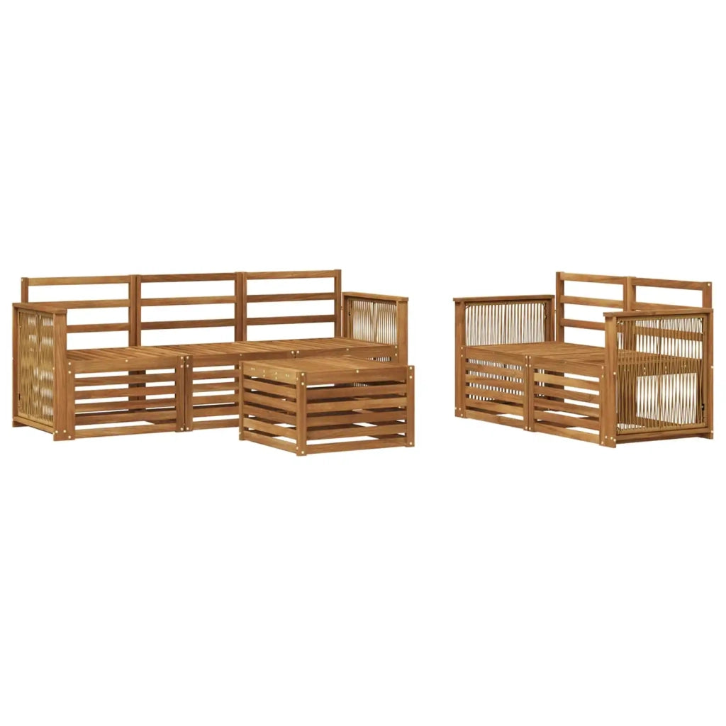 Set di divani da esterno 6 pz Naturale Legno di Acacia Massello 3384025