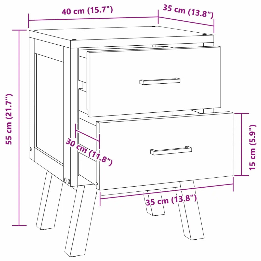 Comodino Naturale 40 x 35 x 55 cm Legno di teak solido 42017951
