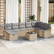 Set Divano da Giardino con cuscino 9 pcs Beige Poly Rattan 3360271