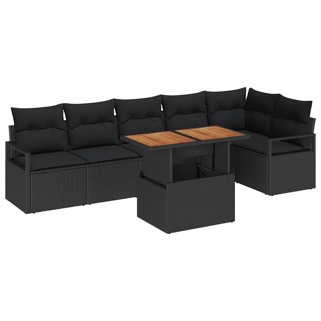 Set Divano da Giardino con archiviazione 7 pcs Nero Poly Rattan 3358459