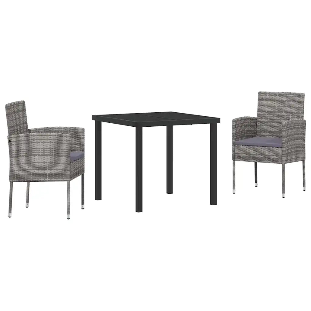 Set da Pranzo per Giardino con cuscino 3 pcs Grigio polyrattan 3380057