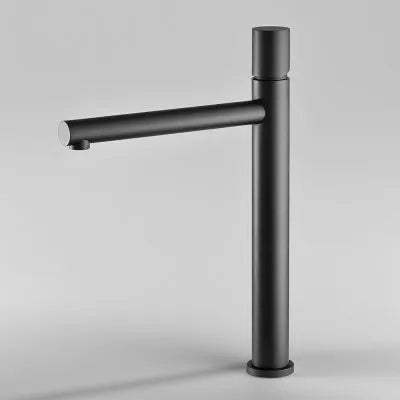 Set miscelatori lavabo alto e bidet nero opaco senza leva Gemini