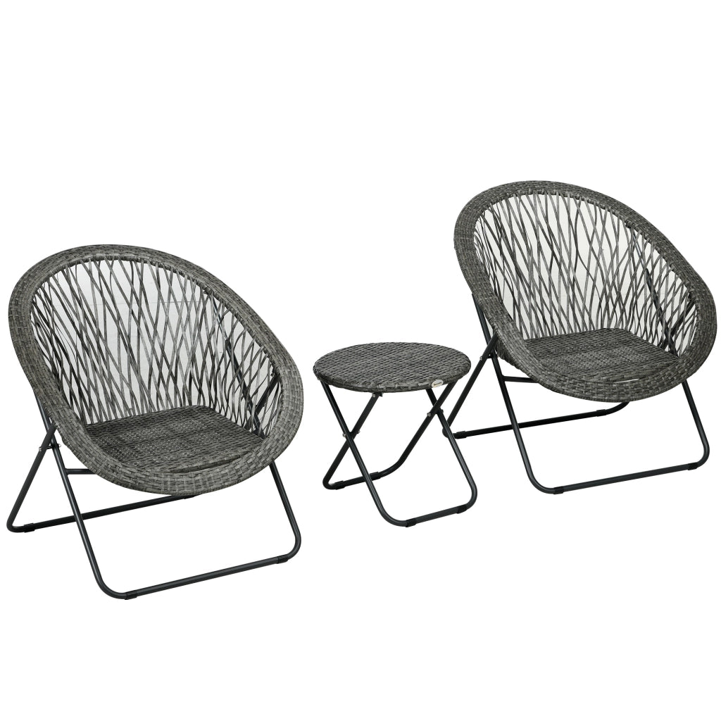 Set Tavolo e Sedie da Giardino ¨C zephmum ¨C Grigio, Polyrattan, Pieghevole
