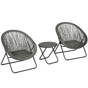 Set Tavolo e Sedie da Giardino ¨C zephmum ¨C Grigio, Polyrattan, Pieghevole