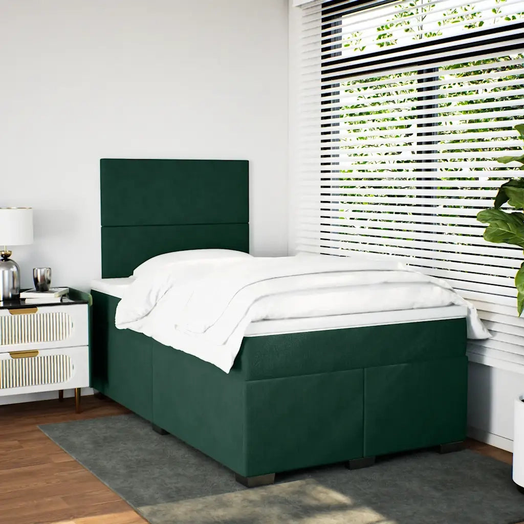 Giroletto a Molle con Materasso Verde Scuro 120x200 cm Velluto 3290879