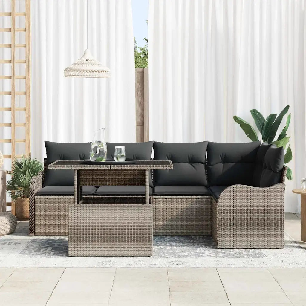Set Divano da Giardino 6 pcs Grigio Rattan in Polipropilene 3357202