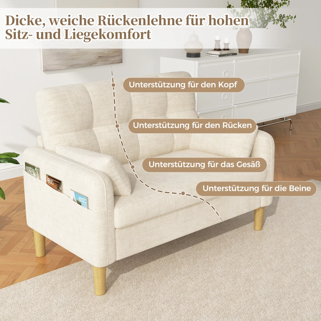 DIVANO 2 posti 119x78x85 cm in chenille beige