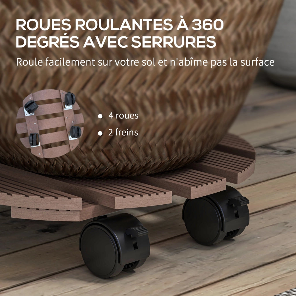Set 4 Supporti Rotondi ?30 cm per Piante con Ruote ¨C Xylo ¨C Interno ed Esterno