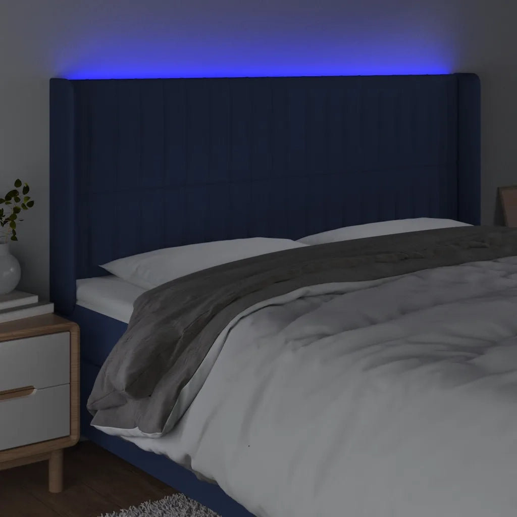 Testiera a LED Blu 183x16x118/128 cm in Tessuto 3124306