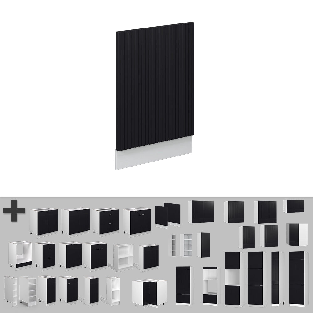 Pannello frontale Fame-Line Nero rigato/Bianco 45 cm senza piano di lavoro Vicco