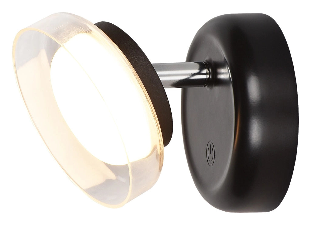 Applique Rabalux Javi nero/bianco LED 2W dimmer ricaricabile