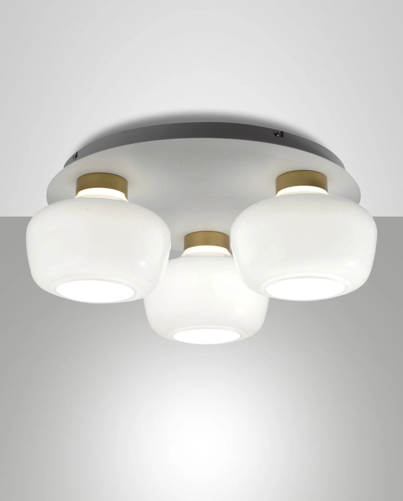 Plafoniera LED Kino Ø50cm 36W 3900lm 3000K Dimmerabile a step, Struttura in metallo e vetro borosilicato Bianco, Classe 1, IP20 - Kino