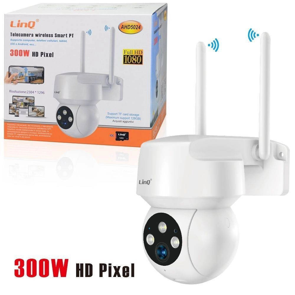 Trade Shop - Telecamera Wireless Smart Pt 300w Hd Pixel Full Hd 1080 Supporta Ios Android Ahd5024 -