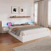 Letto Matrimoniale con LED, USB e 2 Comodini ¨C Xylo ¨C Bianco 180x200